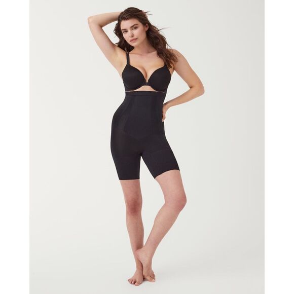 Spanx OnCore Sculpting High-Waisted Mid-Thigh Black Shorts Women's XL - Picture 1 of 12
